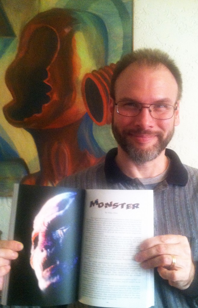 I'm quite tickled by the full-color illustration for "Monster"...